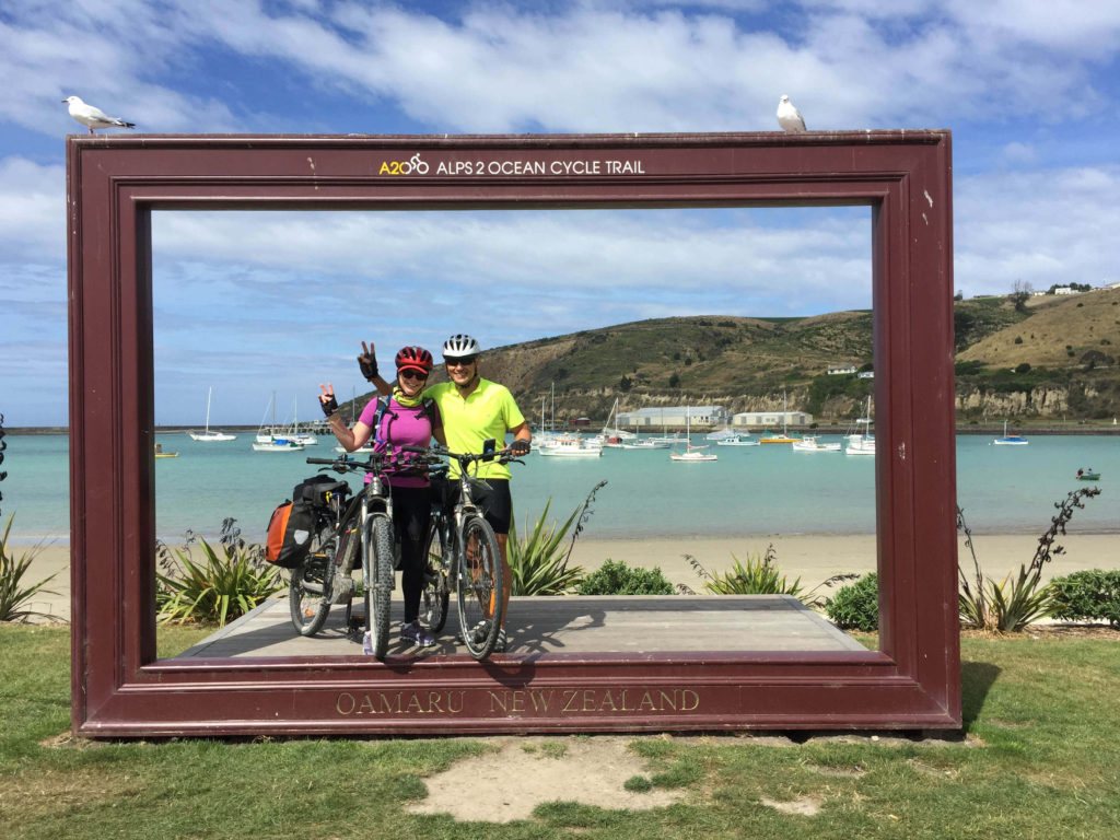 Alps 2 ocean Cycling Holiday - the finish line at Oamaru