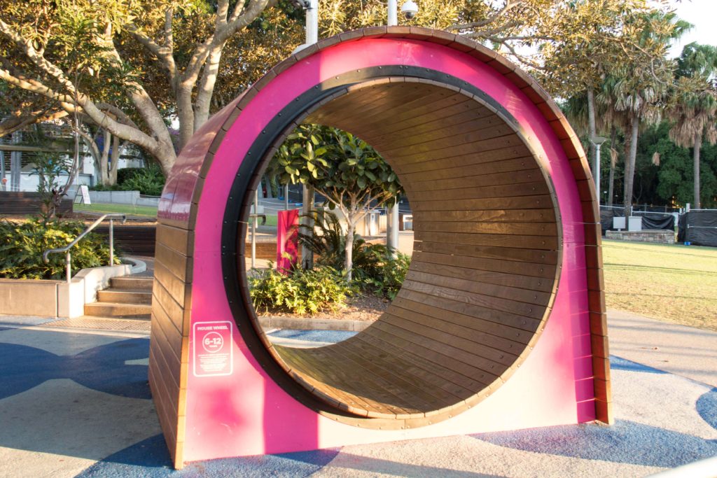 Play on the Mouse Wheel at Riverside Green Playground, South Bank, Brisbane.