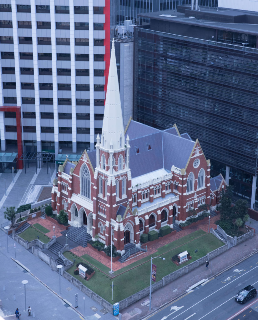 View of the Albert Street Uniting Church while on the Brisbane City Clock Tower Tour