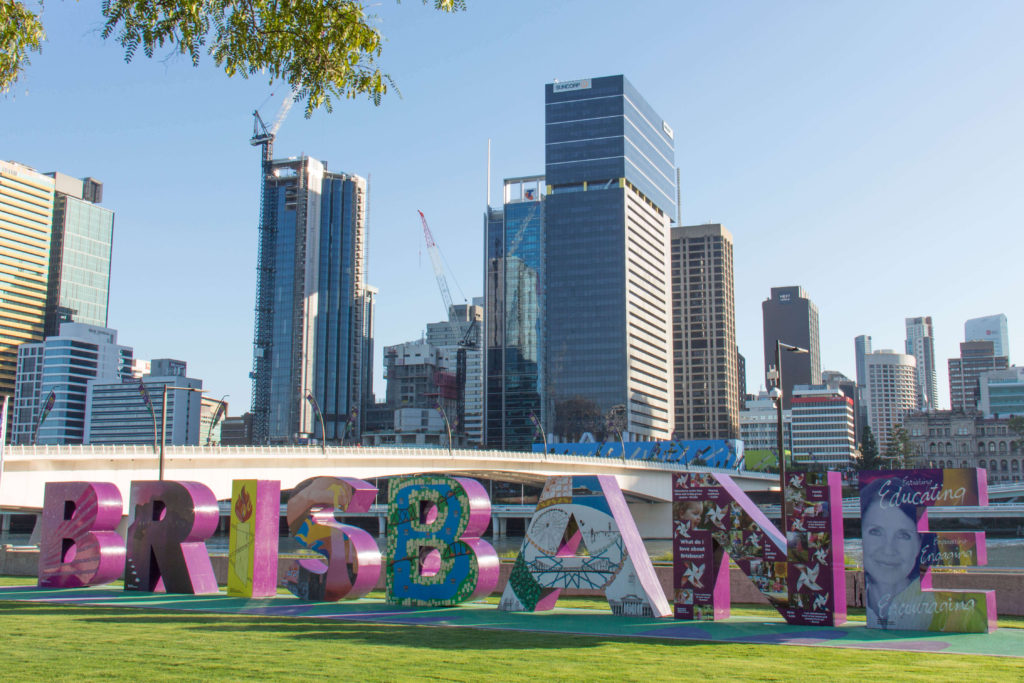 The Brisbane sign is a popular place for tourists to take a photo.